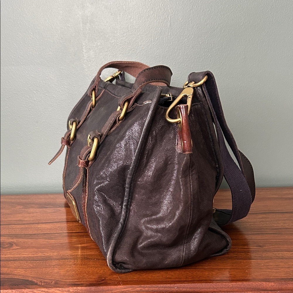Fossil Dark Brown Leather Duffel Bag - Picture 2 of 9